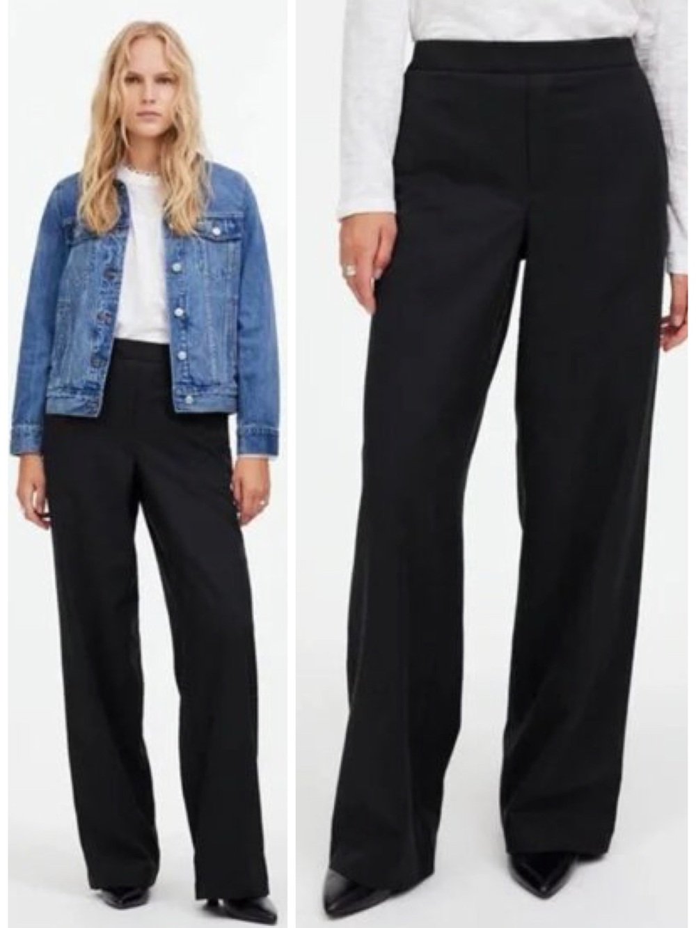 Madewell Pull On Drapey Twill Straight Pants In True Black Size S NWT
